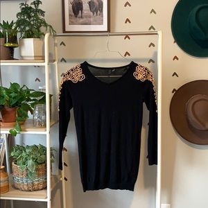 H&M gold decor sweater dress size 8 lightweight